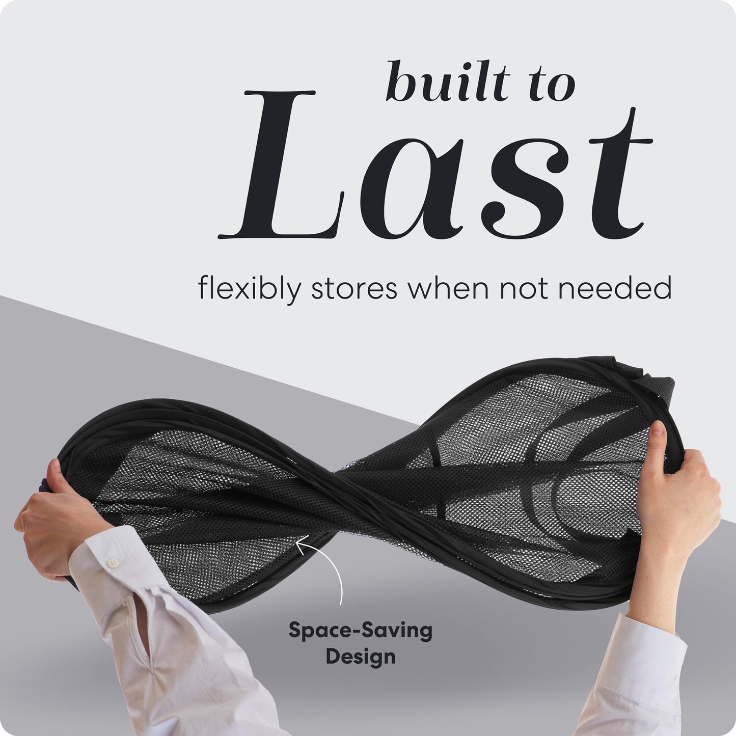 Handy Laundry Collapsible Mesh Pop Up Hamper with Wide Opening and Side Pocket - Breathable, Sturdy, Foldable, and Space-Saving Design for Clothes and Storage (Black | 2-Pack)