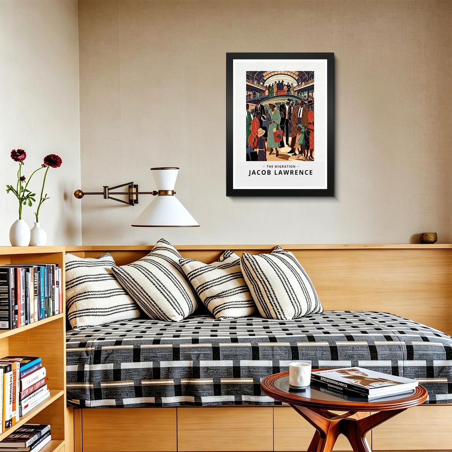 PYOYGU Black Art Wall Decor Framed, African American Canvas Wall Art Black People Poster Print, Social Realism Figurative Artwork for Living Room Bedroom Office, 9x11 Inch