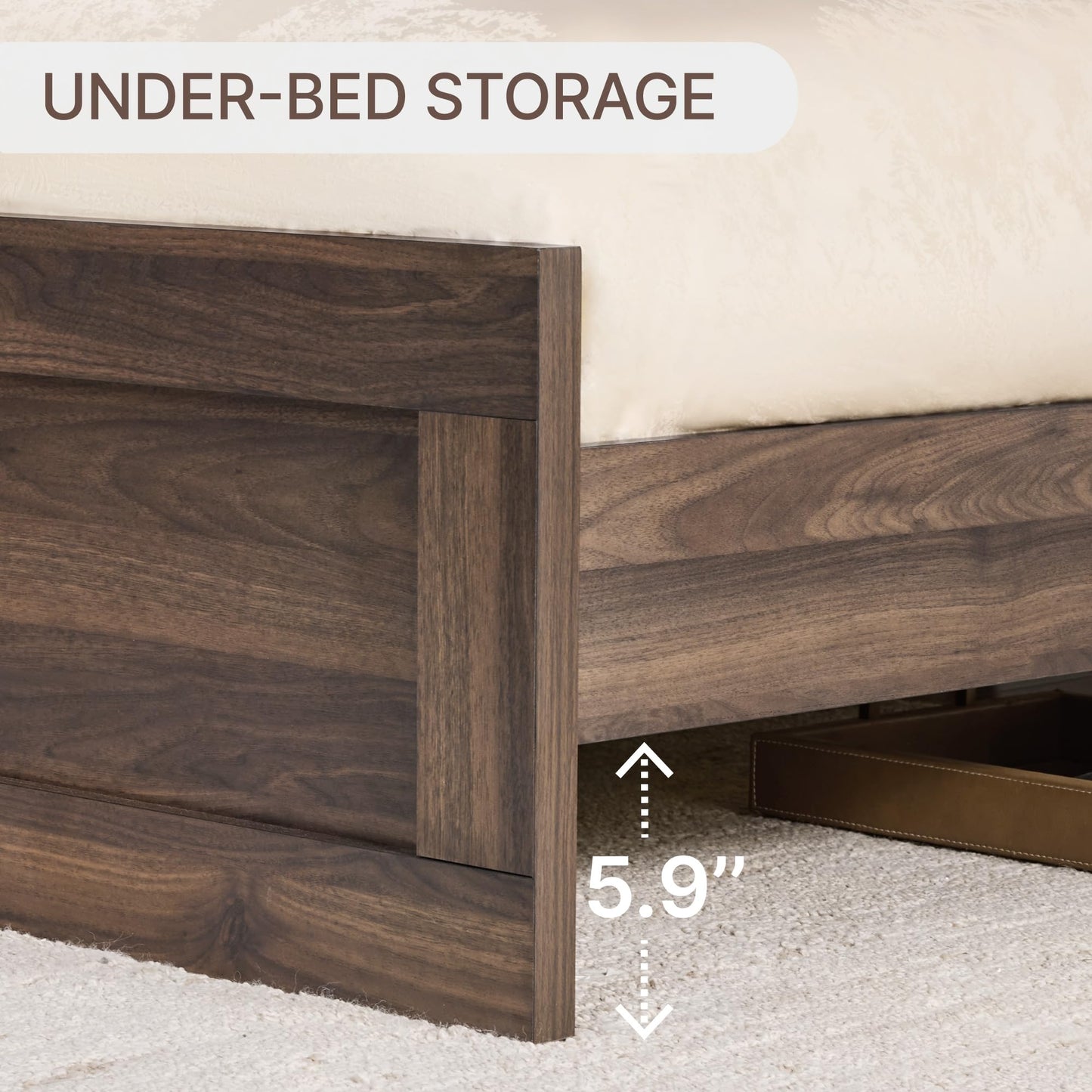 KISLOT Wood Bed Frame, Full Size Wooden Platform Bed Frame with Headboard and Footboard Mattress Foundation Farmhouse Bedroom Furniture No Box Spring Needed