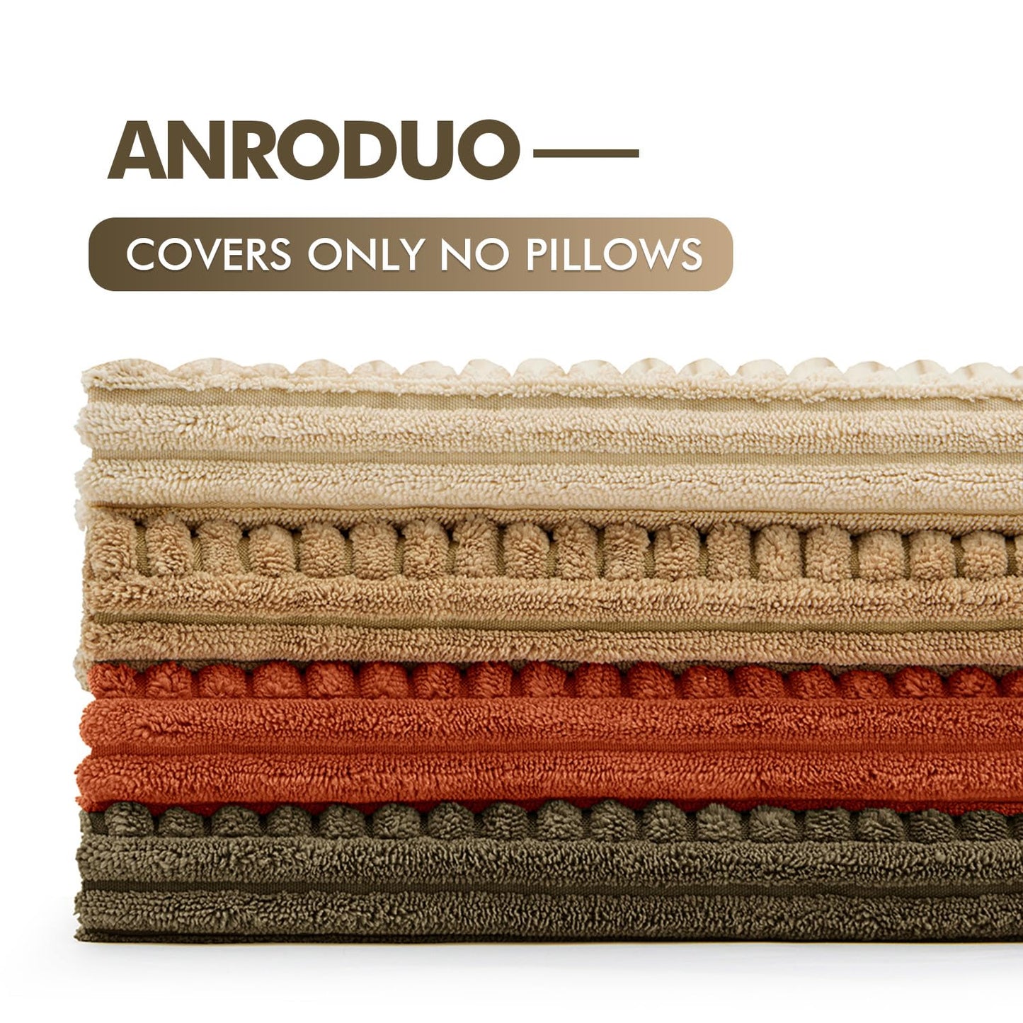 ANRODUO Pack of 4 Decorative Throw Pillows for Couch Brown Green 18x18 Inch Boho Cozy Soft Corduroy Cushion Covers Farmhouse Accent Pillowcases for Mid Century Summer Home Decor Sofa Bed Living Room