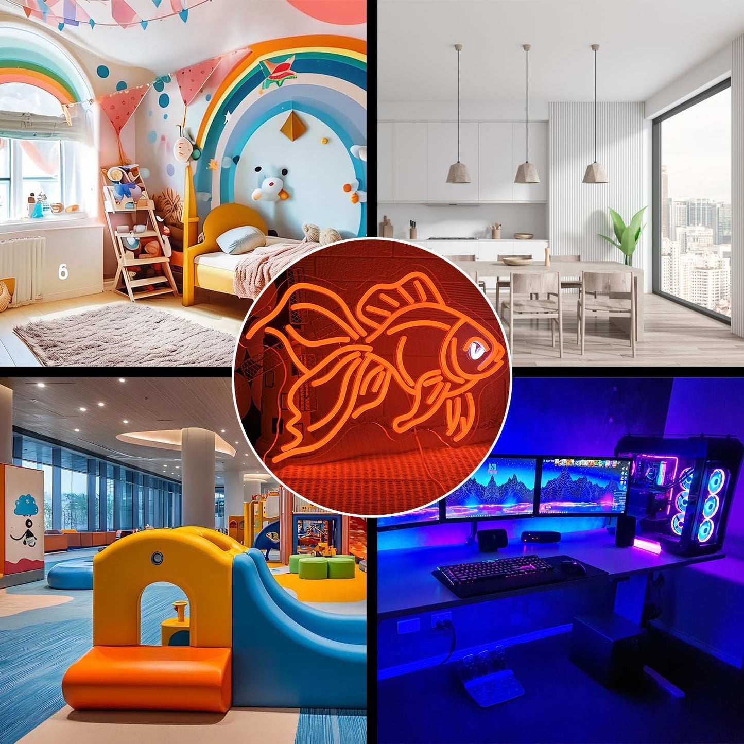 Gyaksjm Goldfish Neon Sign for Wall Decor Fish Neon Light Sign Ocean Neon Light Dimmable LED Neon Sign USB Light Up Sign for Bedroom Restaurant Fishing Shop Store Club Room Man Cave