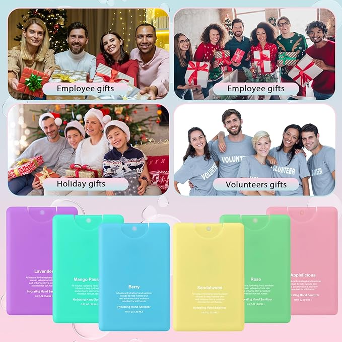 Dansib 24 Pack Hand Sanitizer Spray Bulk Travel Size Mini Hydrating Hand Sanitizer Colorful Pocket Spray Gifts for Women Coworker Party Favor Birthday End of Year Appreciation Gifts