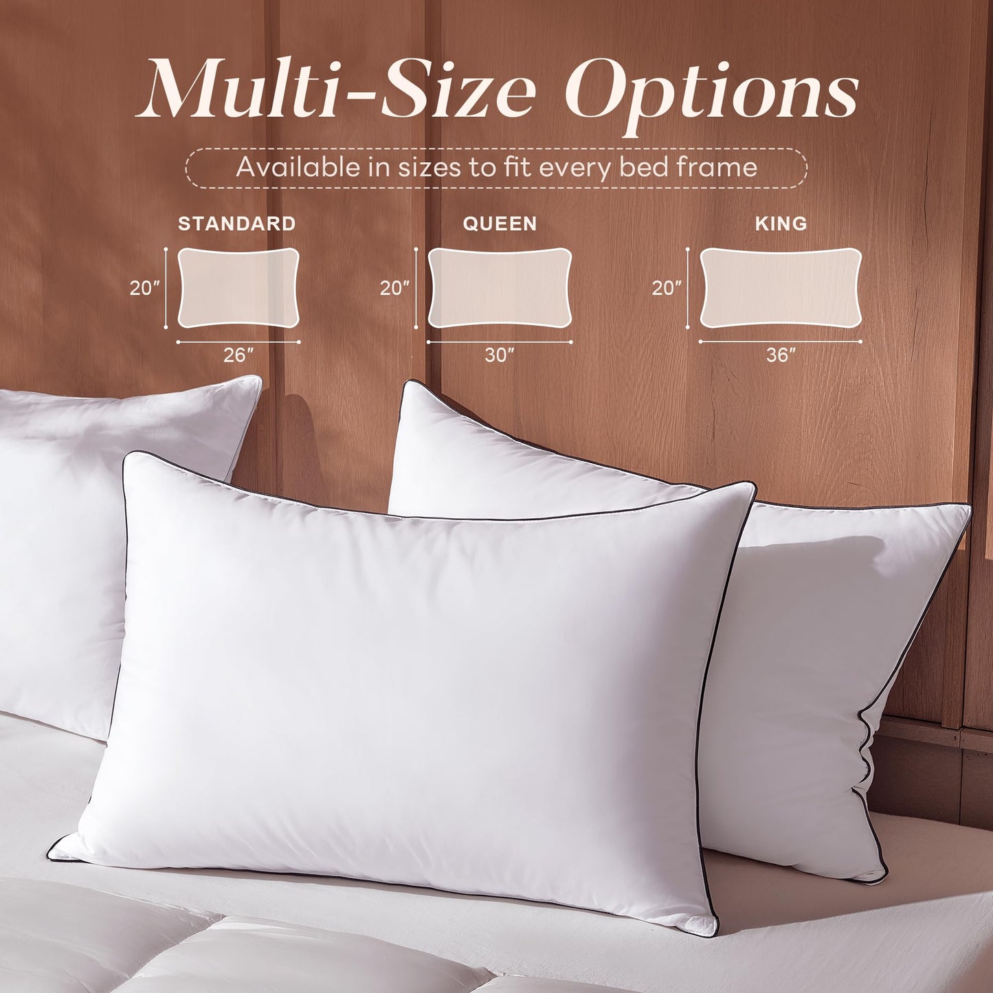 AQUZIN Feather Down Pillows King Size Set of 2, Luxury Hotel Collection Bed Pillow for Sleeping, 2 Pack, Fluffy Plush for Side, Back Sleepers Medium Firm, 20x36 in.