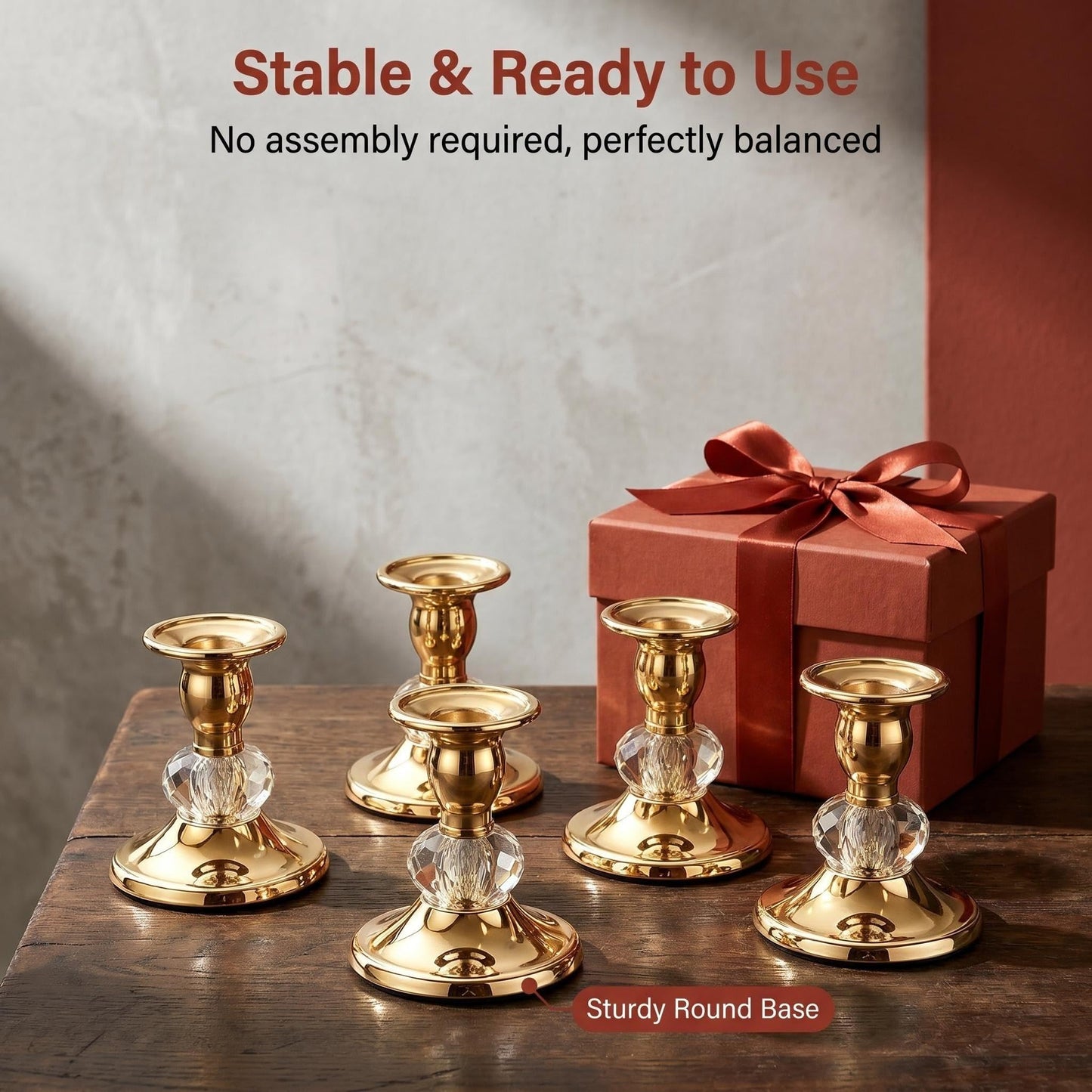 Candlestick Holders Taper Candle Holders, Candle Stick Candle Holder for Table Centerpiece, Wedding Reception, Festive Christmas Mantel Decoration or Home Decor(Gold, 2 Sets(4 Pcs))