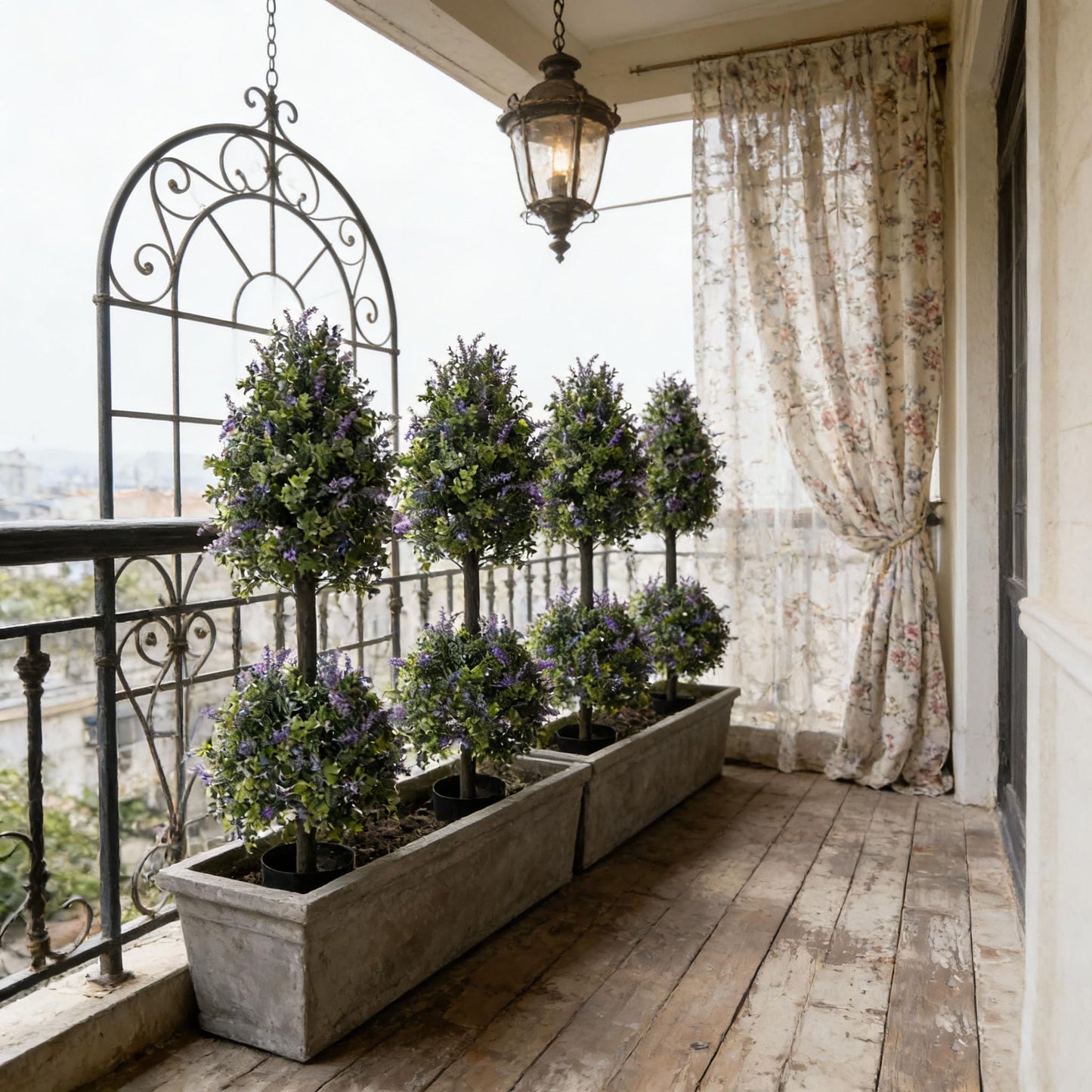 ALL SEASON GREEN Artificial Plants Topiary Tree, 40'' Purple Lavender Faux Flowers Potted Outdoor Plant, Front Porch Decor