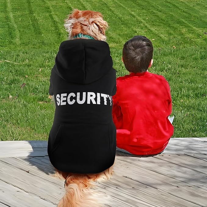 BAOBICUTE Dog Basic Hoodie Soft Dog Clothes Cold Weather Sweaters for Medium Large Dogs Cozy Fabric Warm Sweatshirt with Leash Hole (Security, X-Large)