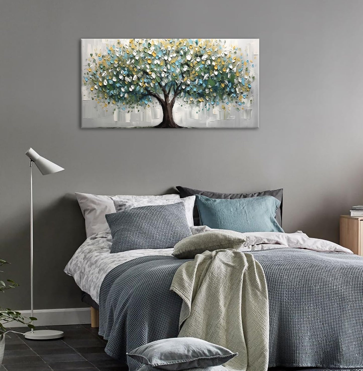 Tree of Life Wall Art Large Modern Canvas Print Framed Landscape Picture, Ready to Hang Home Decor for Living Room, Bedroom, Office, 20x40 Inches