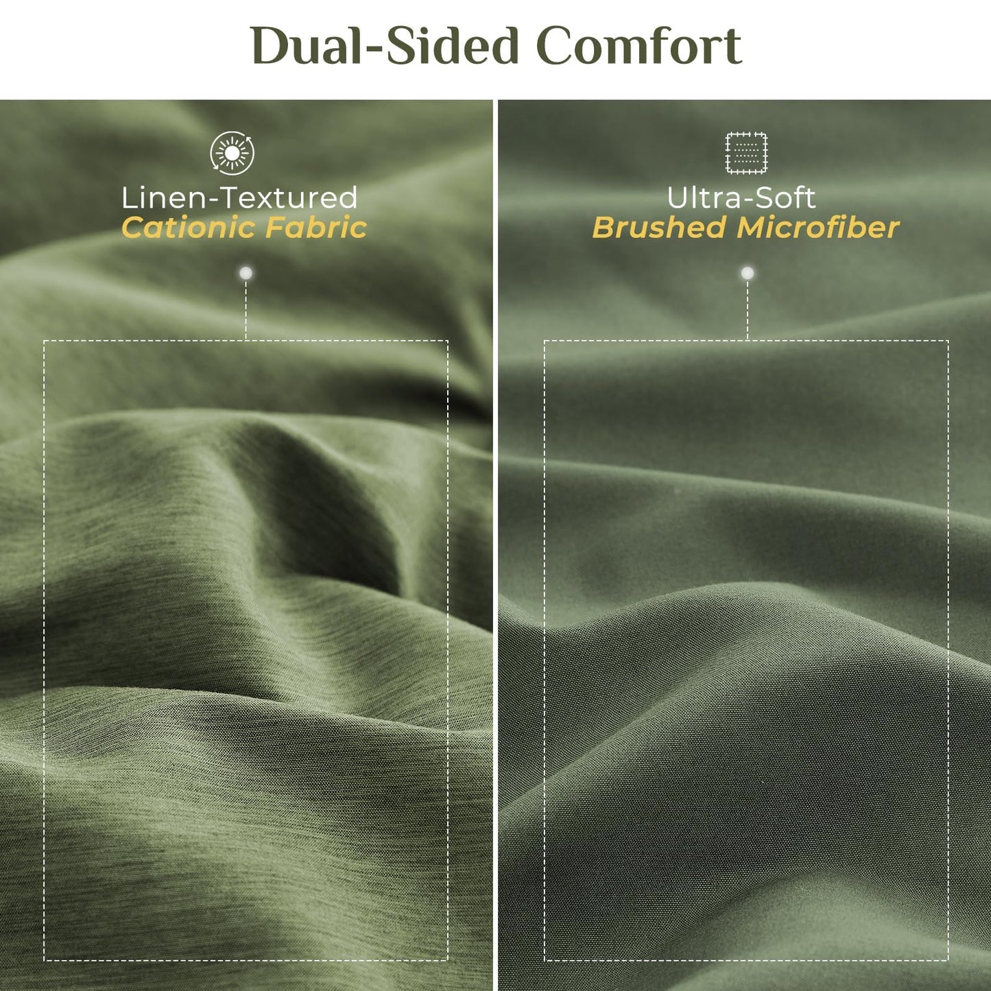 JOLLYVOGUE Queen Comforter Set Dark Green, Cationic Dyeing Bed in a Bag Queen 7 Pieces, Double-Tone Bedding Set with Down Alternative Comforter, Sheets, Pillowcases & Shams