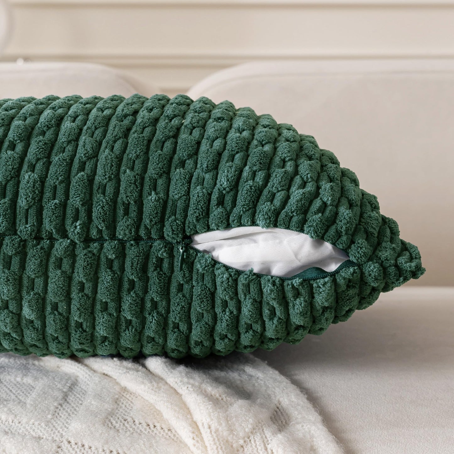 Cozoomy Set of 4 Dark Green Decorative Throw Pillow Covers 20x20 Inch Corduroy Pillow Covers for Bed Couch Sofa Living Room Soft Square Cushion Cases