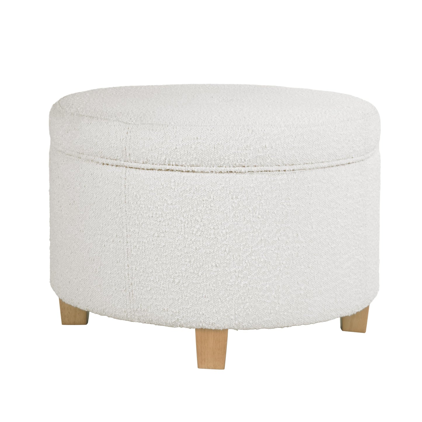 HomePop 24" Large Round Storage Ottoman - Cream Boucle