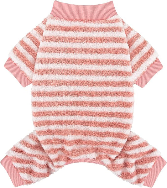 XPUDAC Stripe Dog Sweater Fleece Dog Pajamas Winter Pet Clothes for Small Medium Dogs Girl Boy Doggy Apparel for Cold Weather, 2XL