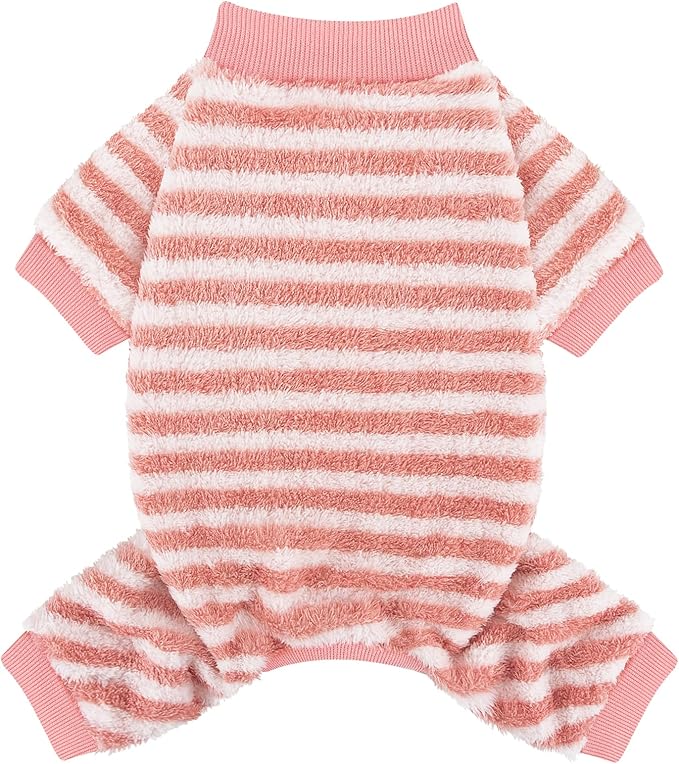 XPUDAC Stripe Dog Sweater Fleece Dog Pajamas Winter Pet Clothes for Small Medium Dogs Girl Boy Doggy Apparel for Cold Weather, M
