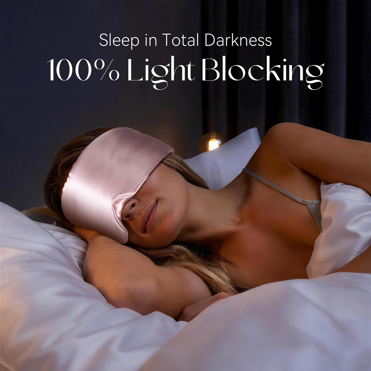 NUOJIA Silk Sleep Mask 22 Momme 100% Mulberry Silk & 3.5cm Silk Hairband Set for Side Sleeper Women Men,Light Blocking Nose Pad, Adjustable Silent Strap,Eye Mask fo Home & Travel Use (Pink)
