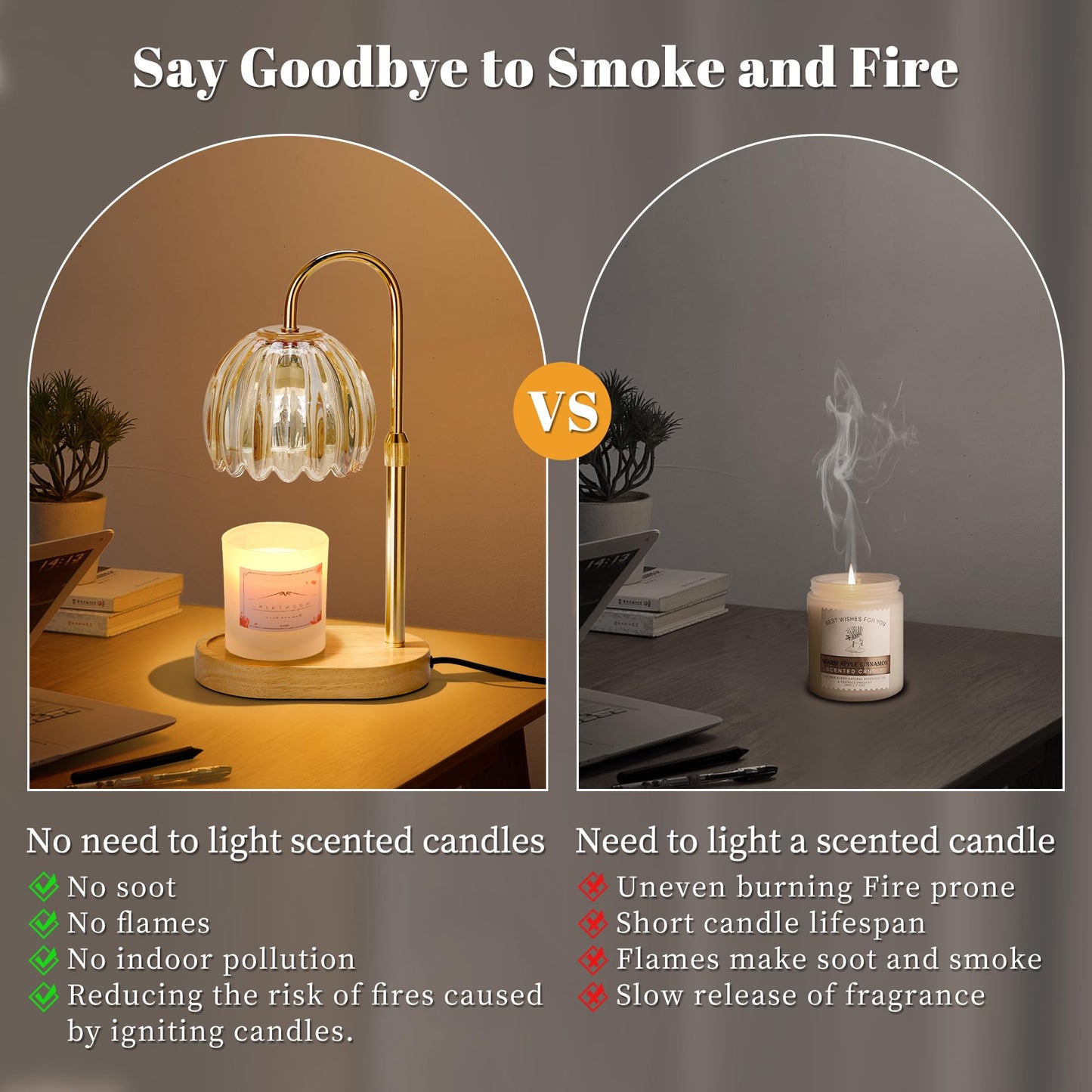 Heymirro Candle Warmer Lamp with Timer Dimmer Adjustable Height, for New Home Decor,Valentine's Day, Birthday Gifts for Women,Wax Warmer Lamp for Jar Candles with 2 Bulbs(Gold)