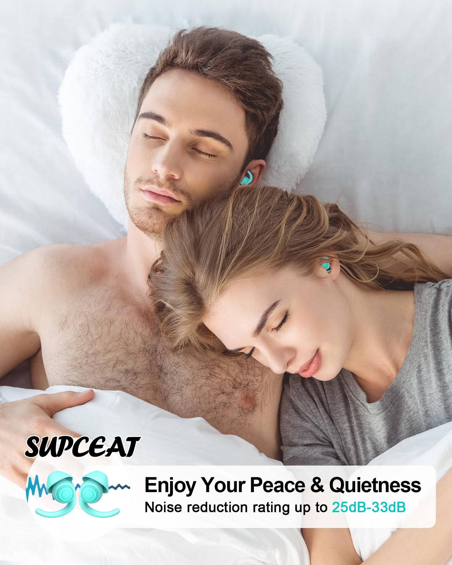 SUPCEAT Ear Plugs for Sleeping - Noise Reduction Soft Silicone Earplugs, 2 Pairs Reusable Hearing Protection Earplugs for Noise Sensitivity, Sleep,Snore,Travel, Sound Reduction Noise Cancelling - Blue