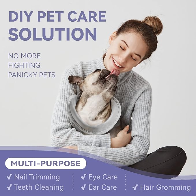 Loflaze Dog Grooming Hammock Harness for Dogs & Cats with Pet Nail Clipper Trimmer - Cat Hanger Sling for Trimming Clipping Nails- Dog Hammock Restraint Bag for Small Medium Large pet （ Purple L）