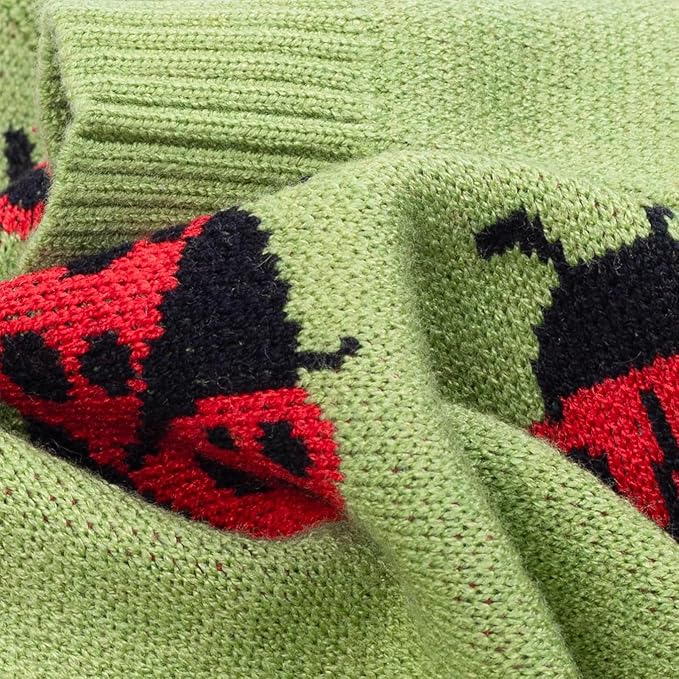 Fitwarm Ladybug Dog Sweater, Warm Dog Winter Clothes for Small Dogs Boy Girl, Pet Outfit, Green, Red, Black, Medium