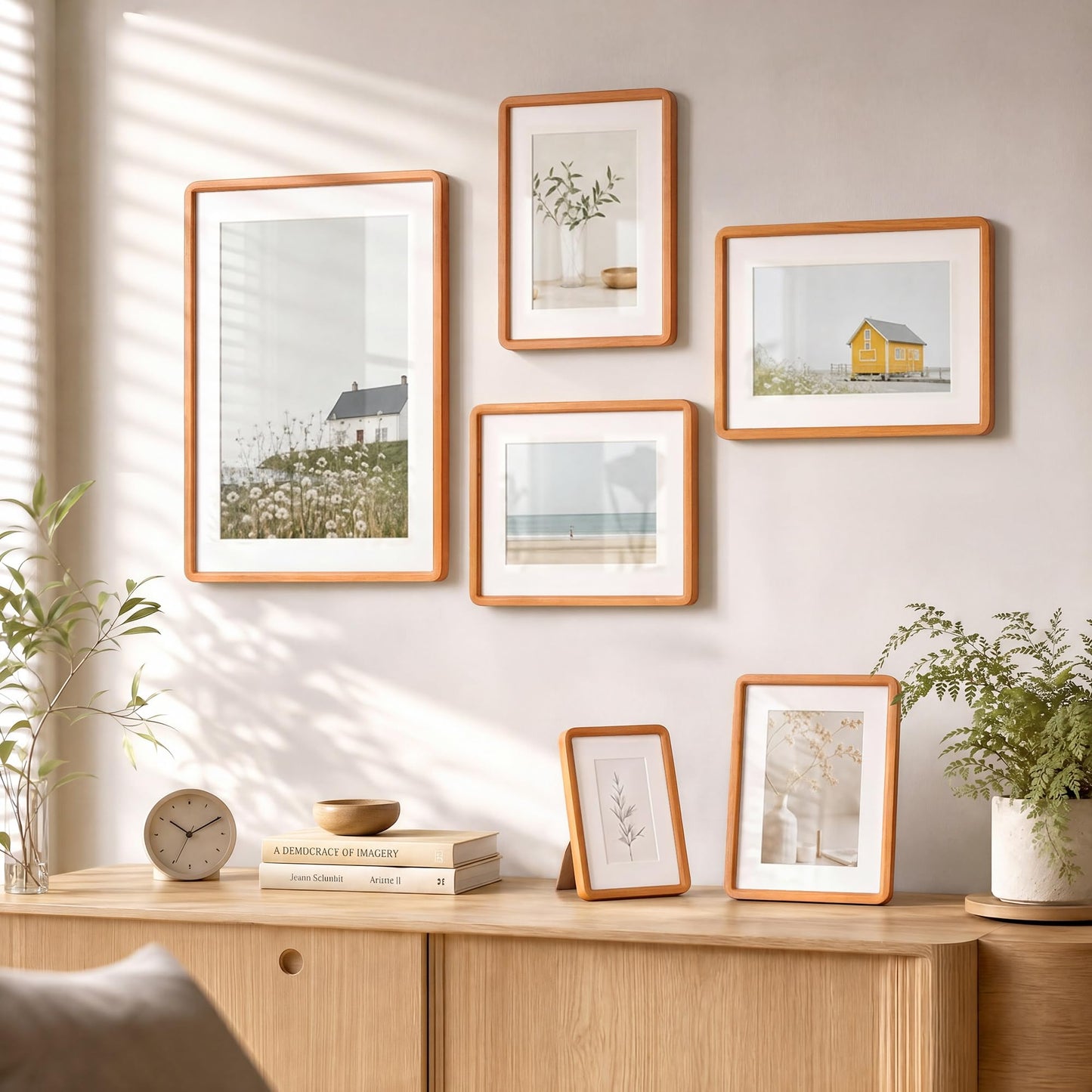 Acovy 20x28in Picture Frame, Natural Solid Teak Handcrafted Wooden Photo Frame, Dual Use for Wall Mount, Matted to Fit 16"x24" Photos, HD Tempered Glass, Pre-Installed Stand & Hanging Hook