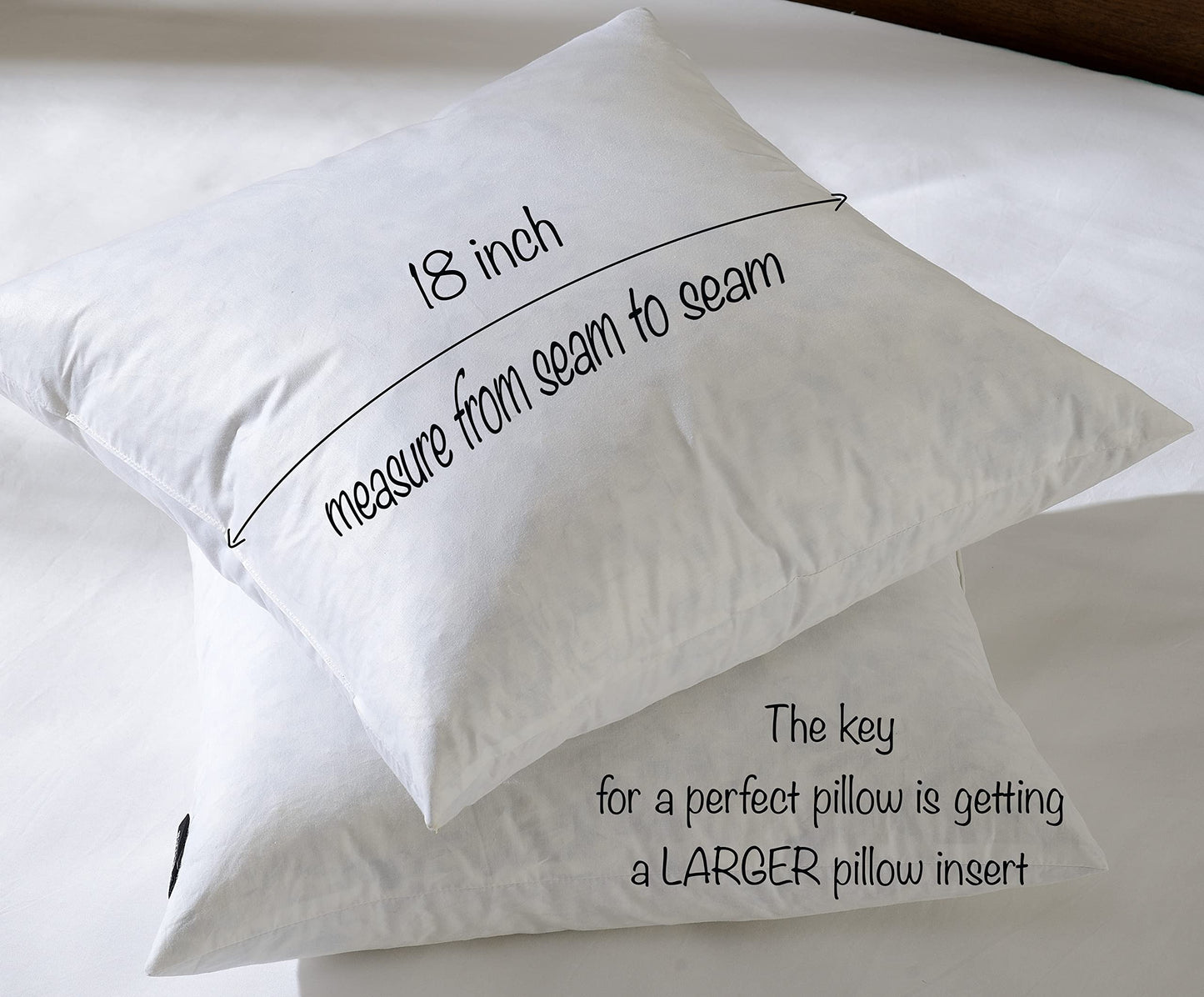 basic home® Hotel-Style Goose Feather Pillow Insert for Sofa & Bed - 100% Odorless & Plump Cushion Filler - 233TC Cotton with Inner Liner to Prevent Poking (18x18 Inch)