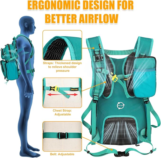 ONETOALL Hydration Backpack 22L, Hiking Backpack with 2L Leakproof Bladder, Sewn-in Rain Cover, Insulated Compartment for Men & Women Running, Cycling, Camping