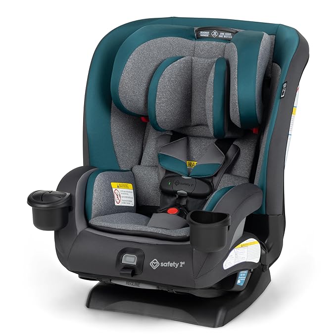 Safety 1st EverSlim 4-in-1 Convertible Car Seat, SecureTech Chest Clip, Ultra-Slim, 4-Mode Infant to Booster, Baby Car Seat, Fits 5-100 lbs, Memory Foam, Fiddlehead