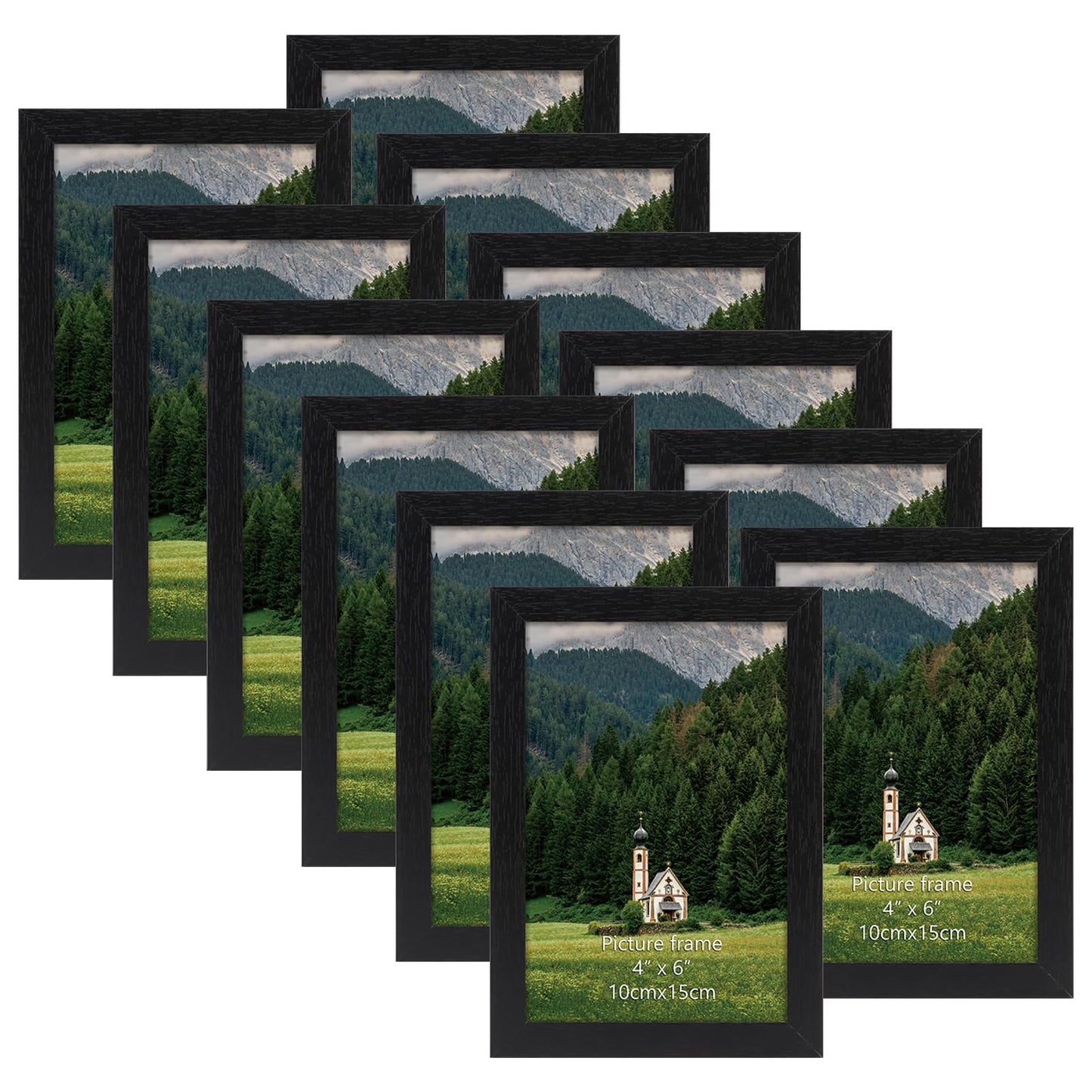 HORLIMER 4x6 Picture Frame Set of 12, Black Picture Frames Display 4 by 6 Photo for Wall or Tabletop