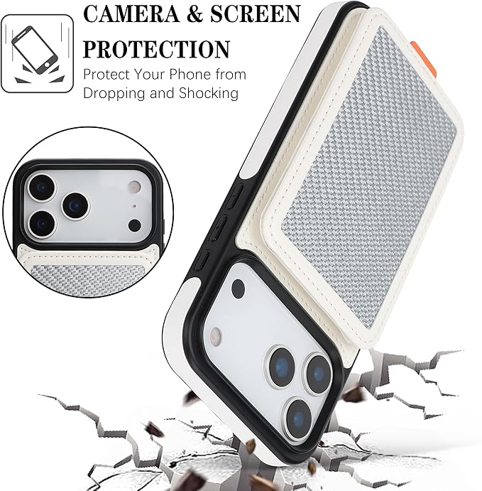GUERNICA for iPhone 17 Pro (6.3") Case Wallet with Card Holder, RFID Blocking Leather Protection, Shockproof Women Men Phone Case for Apple 17 Pro, A - Silver White
