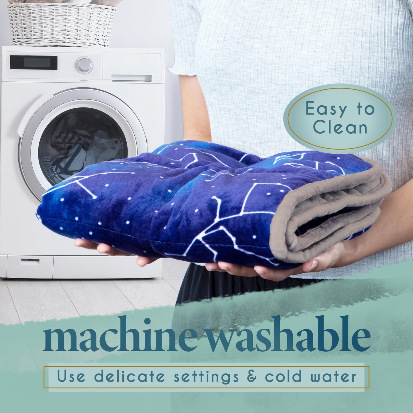 Florensi Weighted Lap Pad – 5 lb, 20 x 23 in, Blue Constellations – Portable Weighted Comfort Blanket – Soft Sensory Lap Throw – Machine Washable Travel & Home Relaxation Blanket