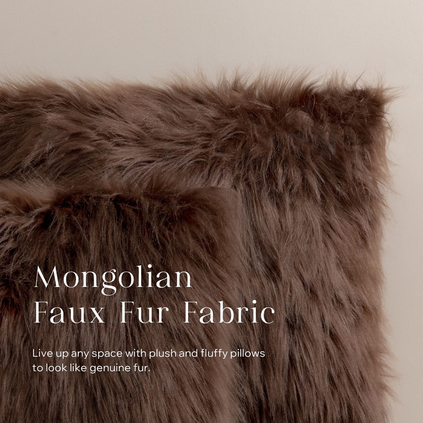 Phantoscope Faux Fur Pillow Cover Decorative Fluffy Throw Pillow Mongolian Luxury Fuzzy Pillow Case Cushion Cover for Bedroom and Couch,Coffee 12 x 20 Inches…
