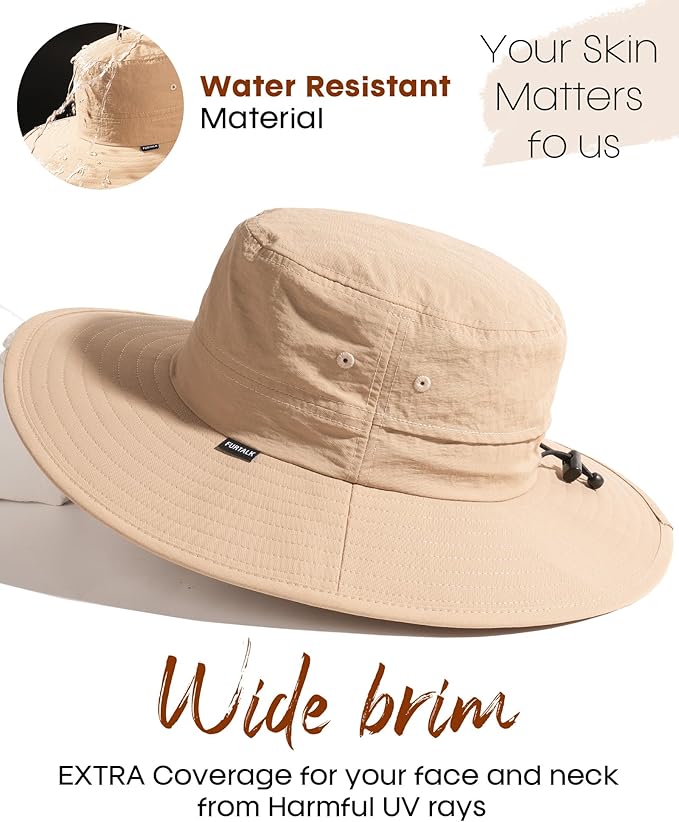 FURTALK Sun Hats for Women with Ponytail Hole Men Beach Hiking UPF 80+ Foldable Hiking Summer UV Protection Bucket Hats