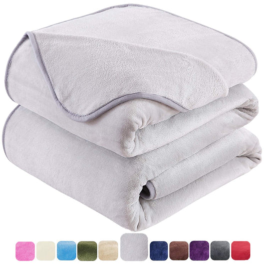 Soft Queen Size Blanket All Season Warm Fuzzy Microplush Lightweight Thermal Fleece Blankets for Couch Bed Sofa,90x90 Inches,Gray