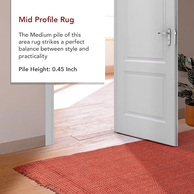 Nuloom Daniela Brick, 8'6" x 11'6", Handmade, Jute, Tassel, Soft and Textured, High Traffic, Stain Resistant, Easy Clean, Durable Area Rug for Bedroom, Living Room, Dining Space, Foyer, Entryway