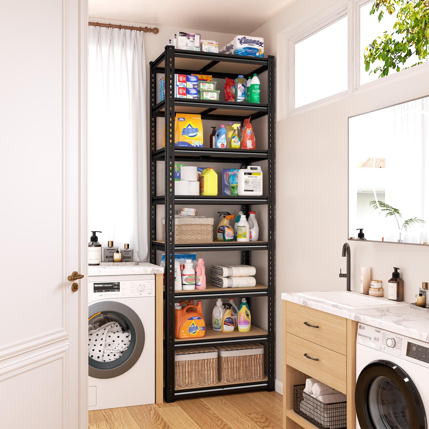 DurayLoly 8 Tier Storage Shelves Adjustable Metal Shelving Unit Load 3200 LBS,Garage Shelving Heavy Duty Shelves and Divisible, Storage Rack for Laundry Room, Pantry, Kitchen, Closet,Shelf,84" H