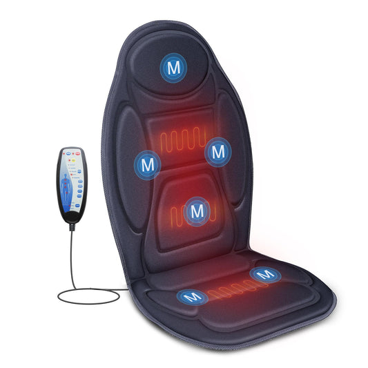 Snailax Vibration Back Massager with Heat, Massage Seat Cushion with 6 Vibrating Motors and 2 Heat Levels, Massage Chair Pad for Home Office use, Gifts for Mom