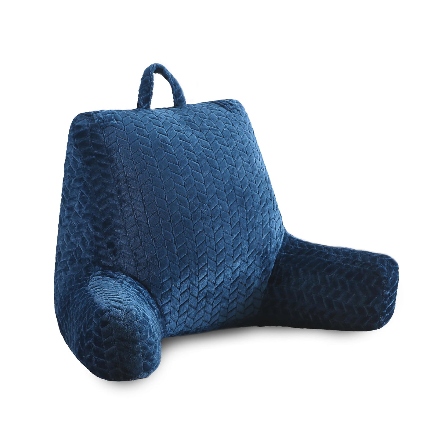 Omcosmos Blue Bed Reading Pillow for Adults, Memory Foam Backrest Pillow with Armrests for Sitting Up in Bed,Support for Back & Arms,Removable Washable Pillowcase for Sofa Seats