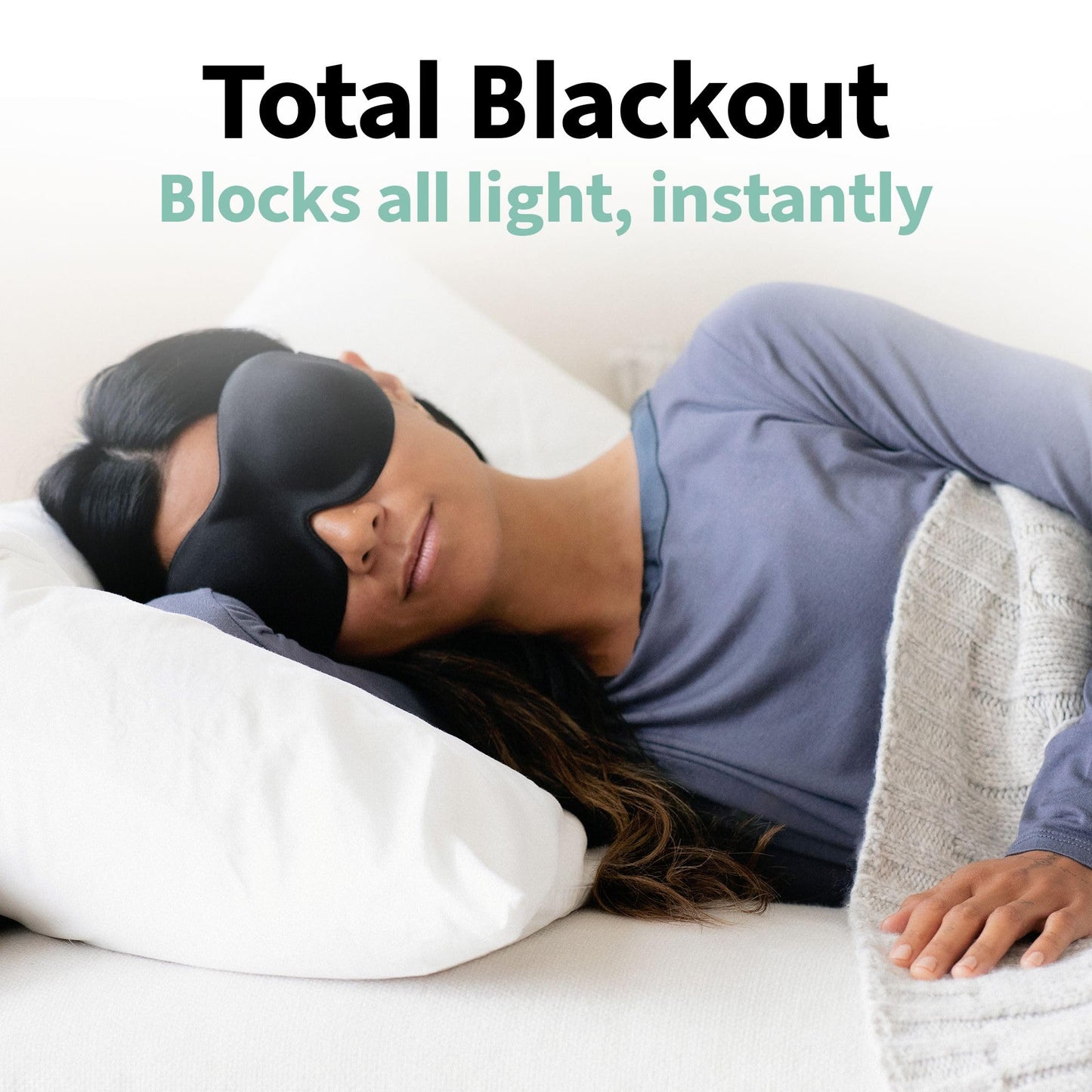 Nidra Contoured Sleep Mask for Side Sleepers – Zero Pressure Fit, Light Blocking Eye Shade for Sleeping & Travel – Black, Standard Size
