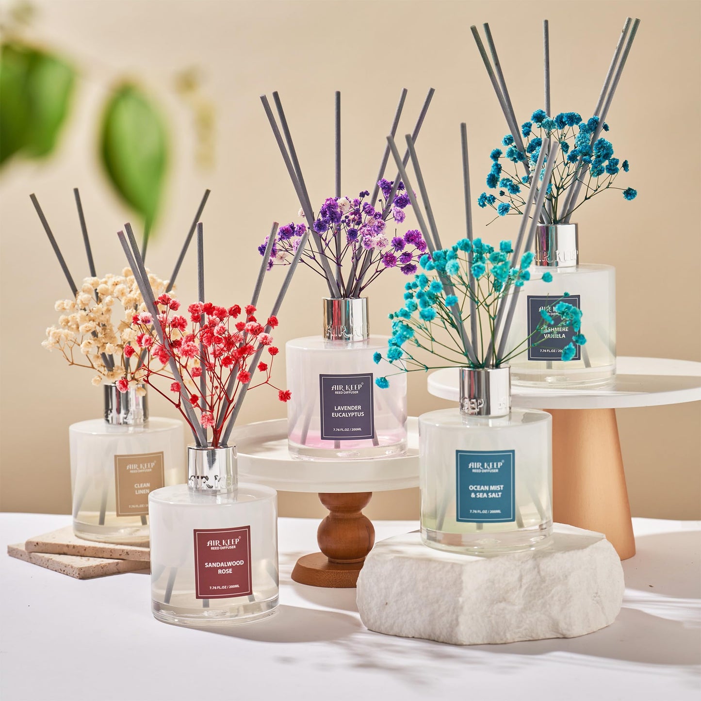 Airkeep Reed Diffuser Set/Clean Linen/6.76 fl oz(200ml)/1 Pack/Home & Office Decor Aromatherapy Diffuser Oil Gift Set