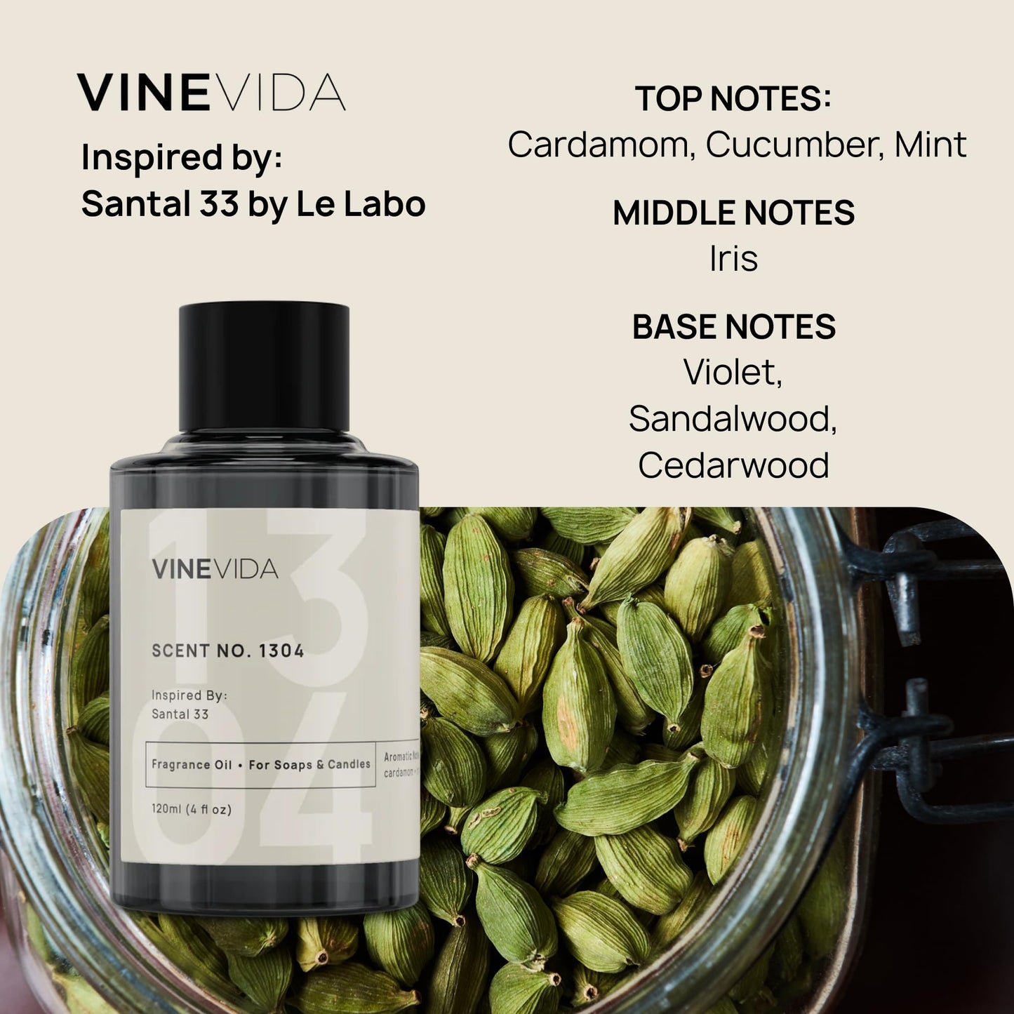 VINEVIDA Reed Diffuser for Home & Bathroom | Long-Lasting Scent Sticks Set | Oil Stick Diffuser | Bathroom Scent - Room Fragrance No. 1304 - Inspired by: Santal