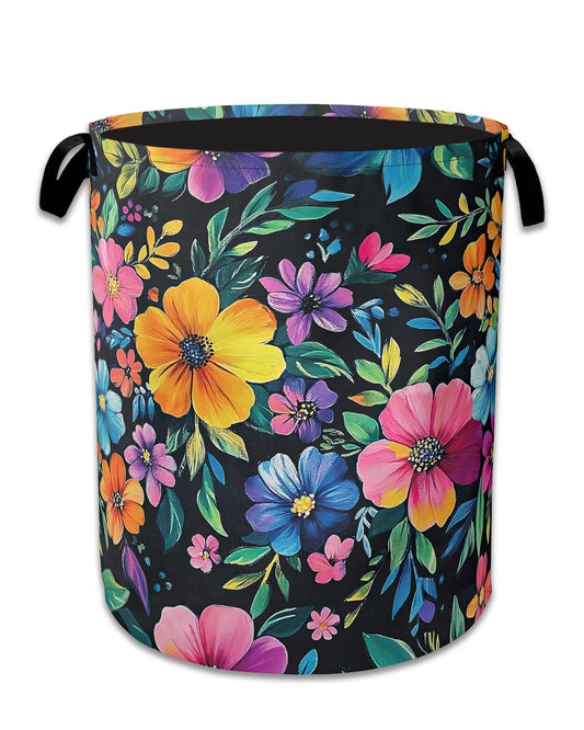 Vintage Spring Floral Laundry Hamper With Handle,Foldable Oxford Cloth Laundry Basket,20.8"x16" Clothes Storage Basket for Laundry Room/Bedroom/Bathroom
