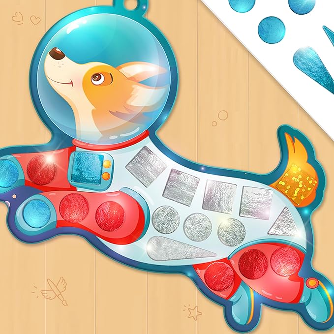 Imagimake Mirror Mosaic Space Theme Kids Art Set | DIY Craft Kit with Foil Stickers | Birthday Gift for Boys and Girls Ages 3-8 | Travel Toys | Crafts for Kids Ages 4-8