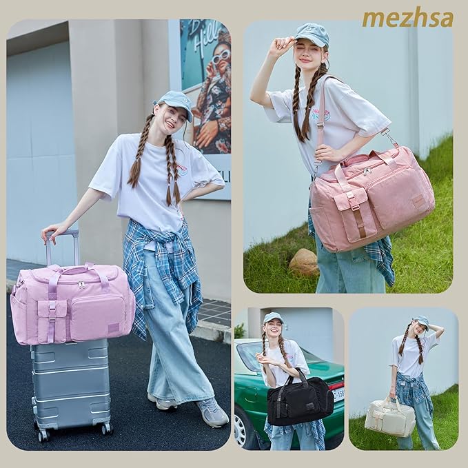 Girls Duffle Bag Woman Corduroy Travel Bag Kids Sports Duffel Bags With Shoe Compartment Wet Pocket (pink)
