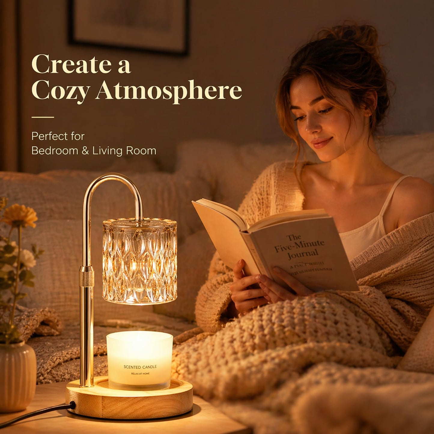 Candle Warmer Lamp with Timer Dimmable Adjustable Height Candle Lamp Warmer with 2 Bulbs Fits All Jar Scented Candles Birthday Gifts for Women House Warming for New Home Decor