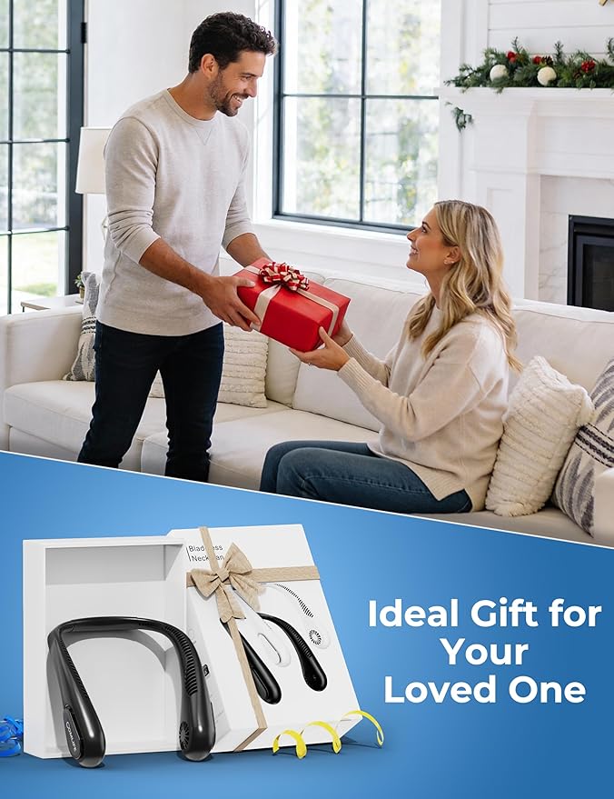 Portable Bladeless Neck Fan, Valentines Day Gifts for Him, Birthday Gifts for Men Women Father's Mother's Day, Wearable Cooling Fan Rechargeable, Essential for Camping Travel Beach Golf(2026 Upgraded)