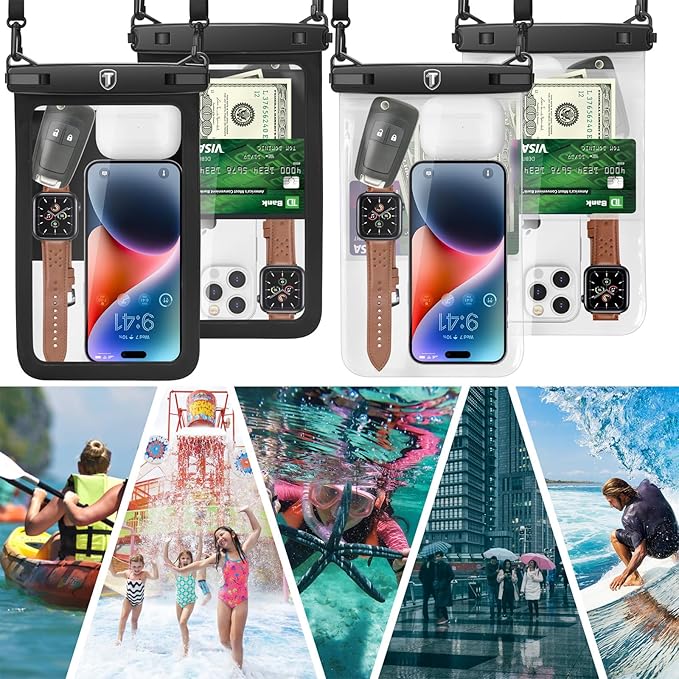 Njjex [Up to 10"] Large Waterproof Phone Pouch Bag - 2 Pack Waterproof Phone Case Dry Bag For Samsung Galaxy S25 Ultra S24 S23 S22 S21 S20 A14 A15 A35 A16 Motorola Moto G 5G 2025 G Stylus 2024 G Power
