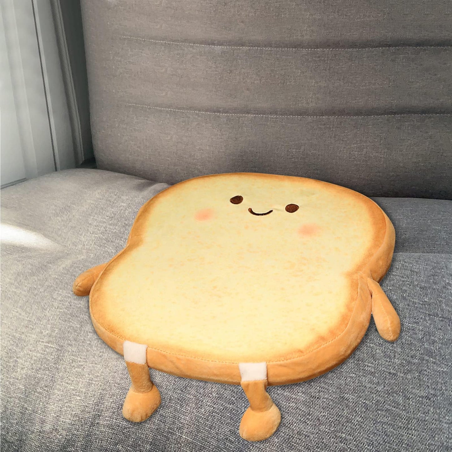 Yulefly Toast Seat Cushion - Memory Foam Chair Cushion Cute Bread Plush Pillow Pads with Removable Cover for Gaming Chair Office Home Bedroom Shop Car Decor-Smile