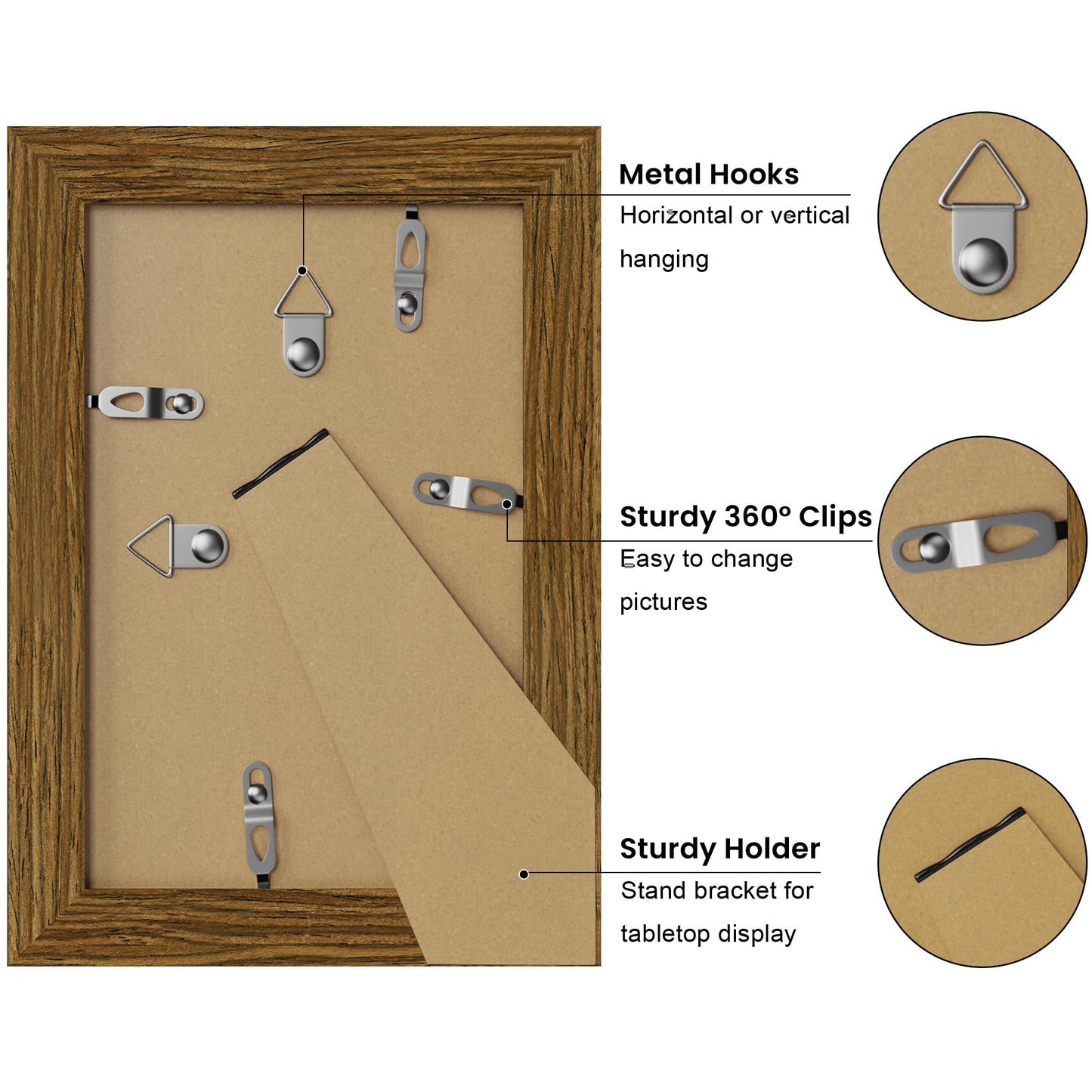 THKRLOF 4x6 Picture Frame Set of 4, Wooden Real Glass Photo Frames with 3.5x5 Mat for Wall and Tabletop Display,Brown