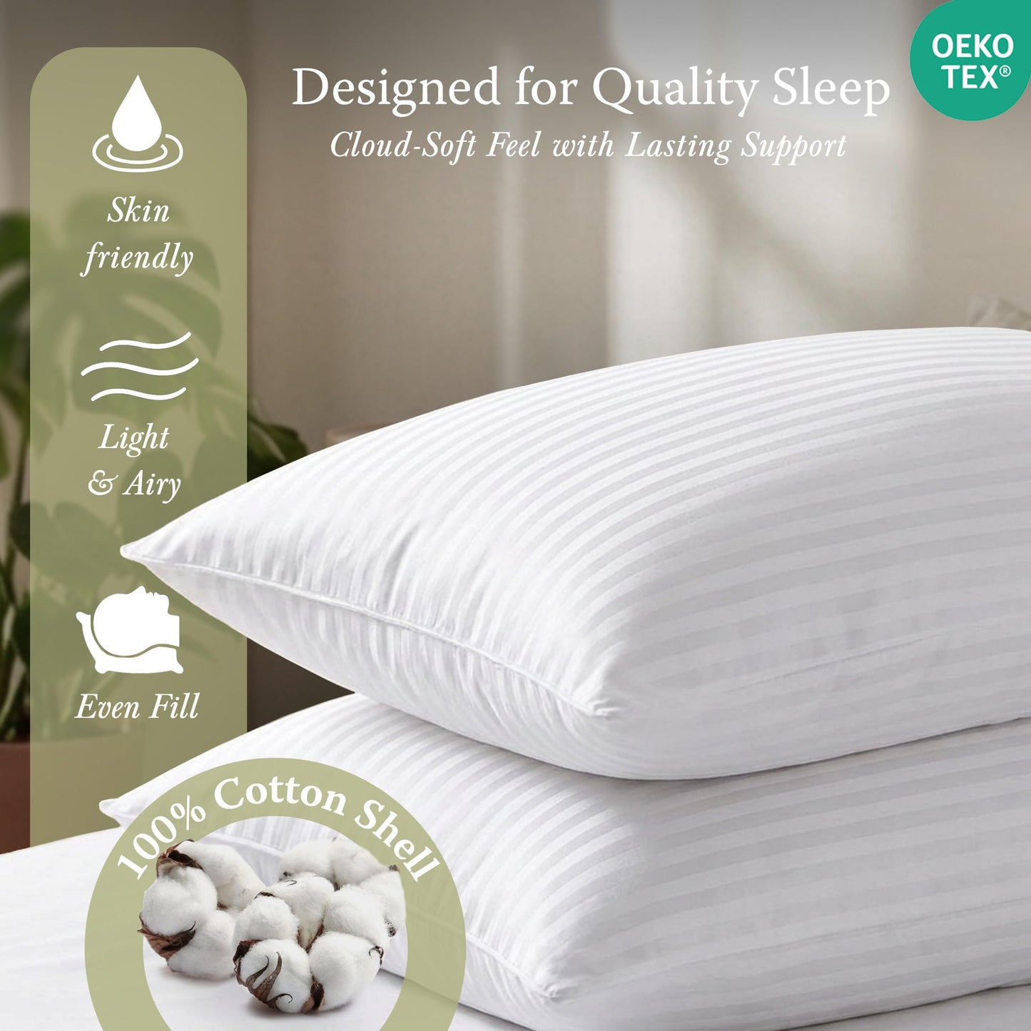 Threadmill Bed Pillows Queen Size Set of 2 | Soft Down Alternative Cooling Bed Pillow for Sleeping | Soft Pillows for Bed | 20x30 Hotel Pillow, Queen Pillows 2 Pack for Back, Stomach or Side Sleepers
