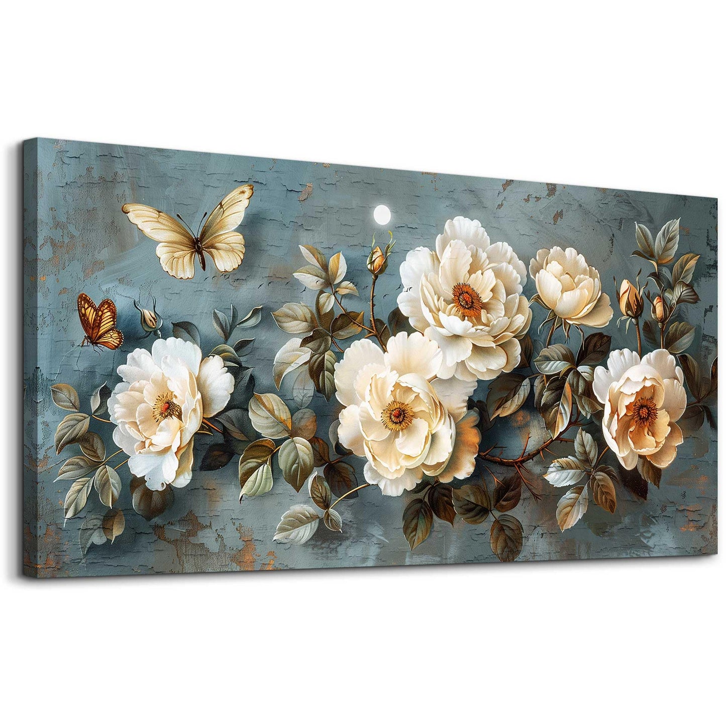 PHAOHUAXM Large Canvas Wall Decor For Bedroom Wall Art For Living Room Office Decor Abstract White Flower Painting Modern Printing Pictures Artwork Restaurant kitchen Home Decor Aesthetic 20"x40"