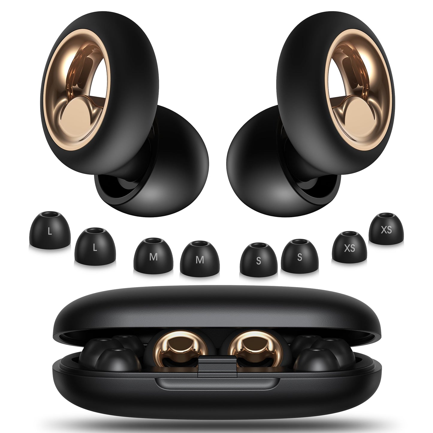 Vosaf Ear Plugs for Sleeping, 45dB Silicone Ear Plugs for Noise Reduction, Reusable Sleeping Noise Cancelling Earplugs for Snoring, Concert & Shooting Ear Protection with 6 Eartips(Black)