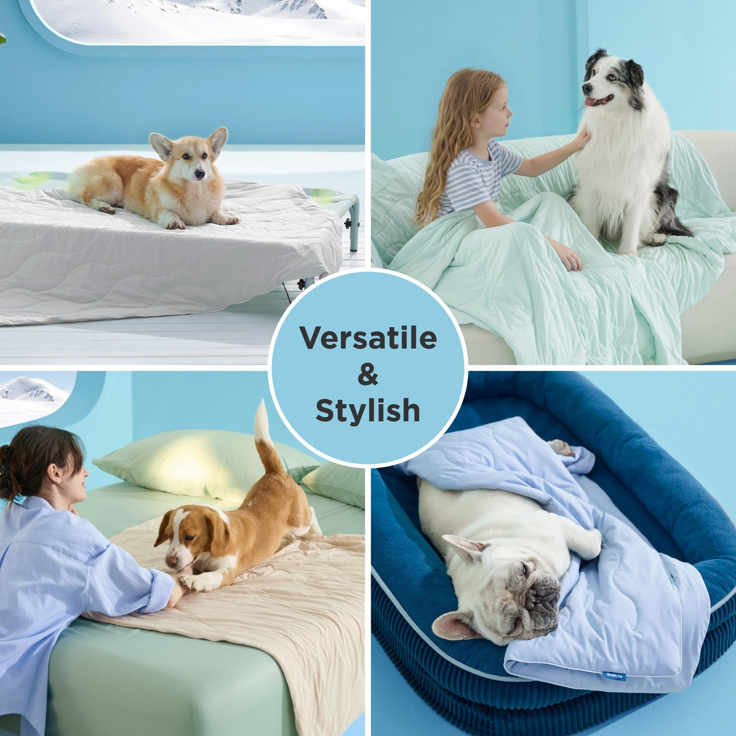 Bedsure Premium Cooling Blanket for Medium Dog - Q-MAX>0.5, Breathable Summer Washable Cold Pet Throw Blanket, Soft Durable Self Cooling Cat Mat for Hot Weather, Pearl Grey, 30x40
